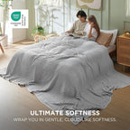 Bedsure Cooling Cotton Waffle Oversized King Blanket - Lightweight Breathable Blankets Rayon Derived from Bamboo for Hot Sleepers, Luxury Throws for Bed and Sofa, Grey, 120x96 Inches