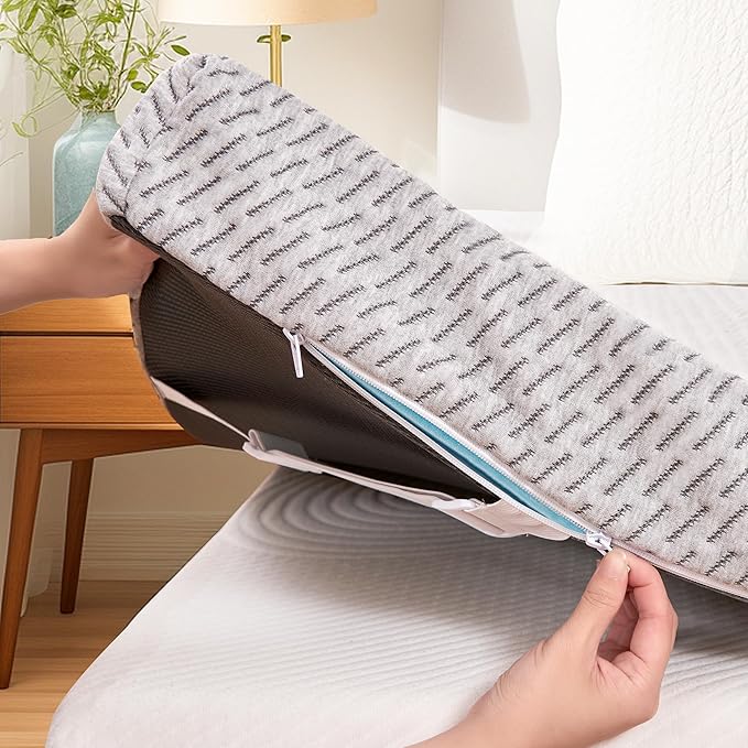 Subrtex Cover for Mattress Topper Queen Size 3 Inch (Only Cover) Mattress Topper Protector Bedding Removable Encasement with Zipper Closure