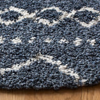 SAFAVIEH Arizona Shag Collection Area Rug - 6'7" Round, Slate Blue & Ivory, Moroccan Design, Non-Shedding & Easy Care, 1.6-inch Thick Ideal for High Traffic Areas in Living Room, Bedroom (ASG741L)