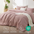 Bedsure King Size Comforter Set - Dusty Rose King Comforter Set, Soft Bedding for All Seasons, Cationic Dyed Bedding Set, 3 Pieces, 1 Comforter (104"x90") and 2 Pillow Shams (20"x36"+2")