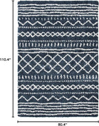SAFAVIEH Arizona Shag Collection Area Rug - 6'7" x 9'2", Slate Blue & Ivory, Moroccan Design, Non-Shedding & Easy Care, 1.6-inch Thick Ideal for High Traffic Areas in Living Room, Bedroom (ASG741L)