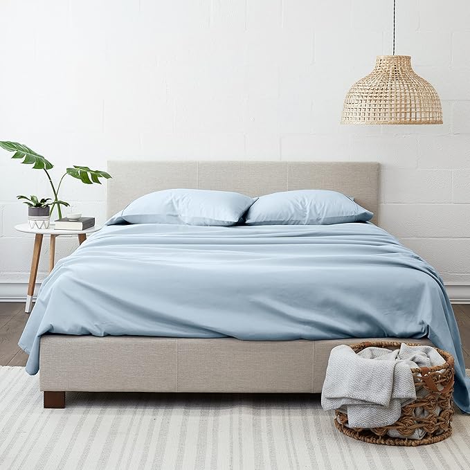 Linen Market Double-Brushed Microfiber California King Sheet Set 4 Piece – Oeko-TEX Certified Ultra Soft & Wrinkle-Free - 16" Deep Pocket Sheets Easy Care Cal-King Size - Light Blue
