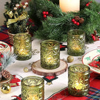 Green Votive Candle Holders Set of 12-Vintage Green Candle Holder for Wedding,Tea Light Candle Holders for Home Table Centerpieces Decor,Glass Candle Holder for Baby Shower & Bridal Shower