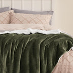 Bedsure GentleSoft Sherpa Fleece Throw Blanket Twin Size for Couch - Thick and Warm Throw for Women and Men, Soft Fuzzy Plush Twin Blanket for Winter, Olive Green, 60x80 Inches