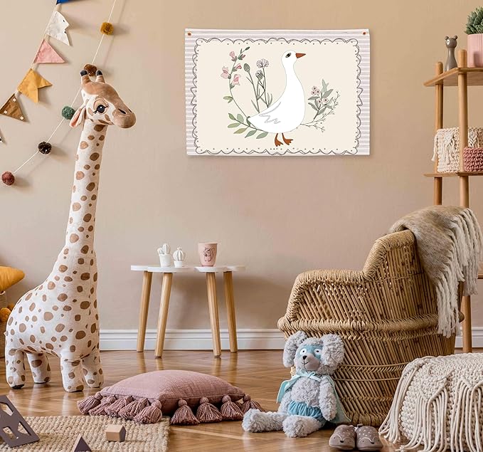 Silly Goose Nursery Rectangular Canvas Banner-Boho Flag Wall Sign Decor for Girls Toddler Kids, Baby Room Above Crib Bedroom Playroom Reading Room Decor-Baby Shower Birthday Christmas Gift