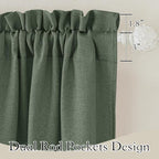 RYB HOME Green Linen Sheer Curtains 102 inches Long, Thick Heavy Textured Rod Pocket Machine Washable Privacy Assured for Living Room Bedroom, W 52 x L 102 inches, Hunter Green, 2 Panels