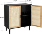 Finnhomy Sideboard Buffet Cabinet, Kitchen Storage Sideboard with Rattan Decorated Doors, Liquor Buffet for Bar, Dining Room, Hallway, Cupboard Console Table, Accent Cabinet, 31.5X 15.8X 34.6 Inches