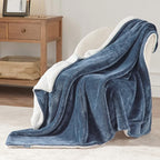 Bedsure GentleSoft Sherpa Fleece Throw Blanket for Couch - Thick and Warm Throw for Women and Men, Soft Fuzzy Plush Blanket for Winter, Slate Blue, 50x60 Inches
