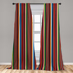 Ambesonne Cinco de Mayo Curtains, Mexican Serape Colorful Stripes Vertical Lines Latino Illustration, Window Treatments 2 Panel Set for Living Room Bedroom Decor, Pair of - 28" x 84", Burgundy Blue