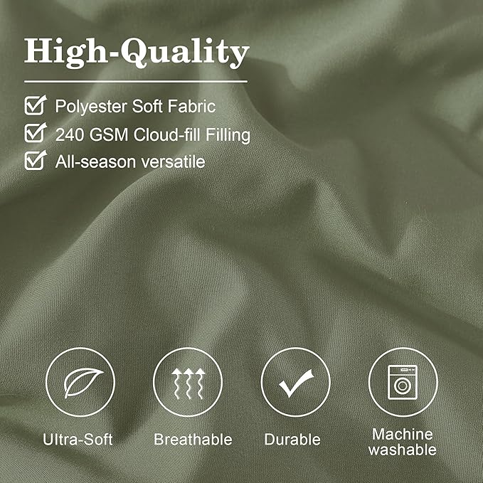 Monbix Full Comforter Set - 7 Pieces Light Sage Green Bed in a Bag Full Size Bedding Sets with Comforters, All Seasons Down Alternative Comforter with Sheets,Pillowcases & Shams