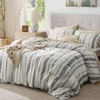 Bedsure Waffle Weave Duvet Cover Queen - 100% Cotton Boho Duvet Cover Set with 2 Pillowcases - Extra Soft Cream White Textured Comforter Cover with Zipper Closure (Queen, 90"x90")