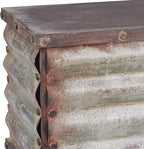 Household Essentials Decorative Trunk, Rustic, Small, Wood Frame and Metal Siding, Spacious and Handmade, Fully Opening Lid, Black Interior, Driftwood and Silver