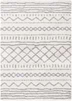 SAFAVIEH Arizona Shag Collection Area Rug - 9' x 12', Ivory & Grey, Moroccan Design, Non-Shedding & Easy Care, 1.6-inch Thick Ideal for High Traffic Areas in Living Room, Bedroom (ASG741F)