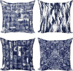Ambesonne Vintage Throw Pillow Cushion Case Pack of 4, Abstract Grunge Effect Brushstrokes and Waving Striping Stains Paisley Drops, Modern Accent Double-Sided Digital Printing, 24", Violet Blue White