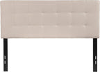 Flash Furniture Bedford Box Stitch Tufted Upholstered Full Size Headboard in Beige Fabric