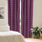 Ambesonne Lattice Window Curtains, Abstract Symmetric Pattern with Geometric Elements in Pink Color Shade, Lightweight Decor 2-Panel Set with Rod Pocket, Pair of - 28" x 95", Brown Magenta