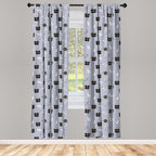 Ambesonne Outer Space Window Curtains, Astronaut Cats Exploring The Universe on Dotted Background, Lightweight Decor 2-Panel Set with Rod Pocket, Pair of - 28" x 95", Purple Grey
