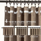 KangBang Extra Wide Blackout Curtains 108 Inches Long for Sliding Patio Door, Extra Wide Soft Thick Linen Back Tab Pleated Drapes for Large Windows Modern Patio Glass Doors,72Wx108L,2 Panels, Biscuit