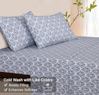 RUVANTI Flannel Sheets Full Size - 100% Cotton Double Brushed Bed Sheets Set, Deep Pockets 16 Inches, All Seasons Breathable & Extra Soft Full Sheets, Warm & Cozy, 4 Piece, Damask