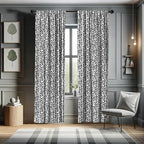 Ambesonne Black and White Window Curtains, Modern Grunge Botany Motif Monochrome Brush Paint Style Strokes, Lightweight Decor 2-Panel Set with Rod Pocket, Pair of - 28" x 95", White and Black