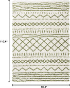 SAFAVIEH Arizona Shag Collection Area Rug - 6'7" x 9'2", Ivory & Green, Moroccan Design, Non-Shedding & Easy Care, 1.6-inch Thick Ideal for High Traffic Areas in Living Room, Bedroom (ASG741Y)