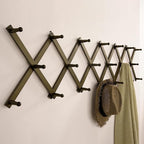 SKOLOO Hat Rack for Wall with 20 Hooks, Solid Wooden, Modern, Expandable Coat Rack Wall Mount for Coats, Hats, Bags, Baseball Caps, Dark Walnut Color