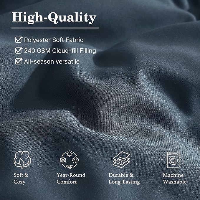 Monbix Full Size Comforter Set - 7 Pieces Blue Grey Bed in a Bag Full Size Bedding Sets with Comforters, All Seasons Comforter with Sheets,Pillowcases & Shams