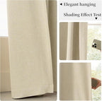 KangBang Linen Blackout Curtains 84 Inches Long, Back Tab Rod Pocket Boho Beige Curtains Room Darkening Soundproof Elegant Thick Linen Drapes for Living Room Baby Nursery(2 Panels, 52Wx84L)