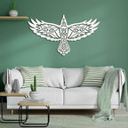 KAWA METALWORKS Nordic Viking Raven Metal Wall Art Decor, Norse Mythology Odin's Raven Wall Sculpture, Black (Medium - 15.3" x 27" H x W)
