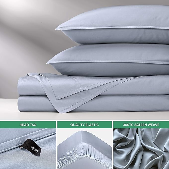 Twin XL Sheets by Pure Bamboo, Genuine 100% Organic Viscose Derived from Bamboo Bed Sheet Set, Luxuriously Soft & Cooling, Double Stitching, Lifetime Quality Promise (Twin XL, Sterling Blue)