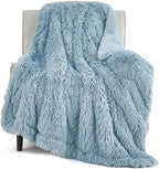 Bedsure GentleSoft Fluffy Light Sky Blue Throw Blanket, Dusty Baby Blue Decor Gifts for Women Men, Soft Cozy Fuzzy Plush Warm Minky Thick Sherpa Fleece Faux Fur Throw Blanket for Couch Bed, 50x60