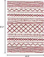 SAFAVIEH Arizona Shag Collection Area Rug - 5'1" x 7'6", Ivory & Red, Moroccan Design, Non-Shedding & Easy Care, 1.6-inch Thick Ideal for High Traffic Areas in Living Room, Bedroom (ASG741P)