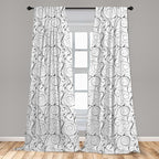 Ambesonne Black and White Curtains, Scribble Swirling Motifs Spiral Floral Stems Modern Abstract Scroll, Window Treatments 2 Panel Set for Living Room Bedroom, Pair of - 28" x 63", White Charcoal Grey