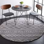 SAFAVIEH Arizona Shag Collection Area Rug - 3'2" Round, Grey & Ivory, Moroccan Design, Non-Shedding & Easy Care, 1.6-inch Thick Ideal for High Traffic Areas in Living Room, Bedroom (ASG741G)