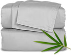 King Sheets by Pure Bamboo, Genuine 100% Organic Viscose Derived from Bamboo Bed Sheet Set, Luxuriously Soft & Cooling, Double Stitching, Lifetime Quality Promise (King, Silver Pearl)