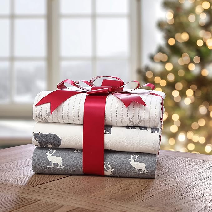 Eddie Bauer - Full Sheets, Cotton Flannel Bedding Set, Brushed For Extra Softness, Cozy Home Decor (Elk Grove, Full)