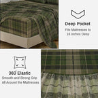 RUVANTI Flannel Sheets Full Size - 100% Cotton Double Brushed Bed Sheets Set, Deep Pockets 16 Inches, All Seasons Breathable & Extra Soft Full Sheets, Warm & Cozy, 4 Piece, DNA Plaid