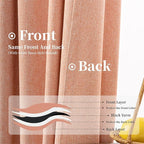 KangBang Light Coral Blackout Linen Curtains 96 Inches Long for Living Room Girls Nursery, Back Tab Hook Belt Rod Pocket Black Out Light Blocking Drapes, Farmhouse Curtains with Clip Rings, Salmon
