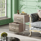 WLIVE Nightstand, 2 Drawer Dresser for Bedroom, Small Dresser with 2 Drawers, Bedside Furniture, Night Stand, End Table with Fabric Bins for Bedroom, Closet, College Dorm, Greige Oak