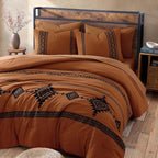 MaiRêve California King Comforter Set Burnt Orange, Embroidery Western Bedding Set Boho 7 Pieces, Farmhouse All-Season Bed in A Bag with Sheets, Pillowcases & Shams