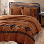 MaiRêve Burnt Orange Embroidery Comforter Sets Full Size - 7 Pieces, Farmhouse Western Boho Comforter Set, All Season Bed in A Bag Full Size with Sheets, Pillowcases & Shams