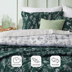 Bedsure Full Comforter Set - Emerald Bed Set, 3 Pieces Cute Floral Bedding, 1 Soft Reversible Botanical Flowers Comforter and 2 Pillow Shams