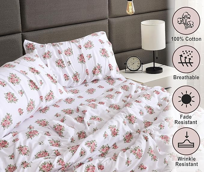 RUVANTI Flannel Sheets King Size - 100% Cotton Brushed King Size Sheets Set - Deep Pockets 16 Inches Bed Sheets - All Seasons Breathable & Extra Soft - Warm & Cozy, 4 Piece, Bali