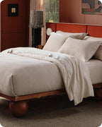 Bedsure Cotton Duvet Cover Set - 100% Cotton Waffle Weave Linen Duvet Cover Oversized Queen Size, GentleSoft™ and Breathable Bedding Set for All Season, 3 Pieces, 98"x98"