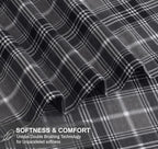 RUVANTI Flannel Sheets Split King Size - 100% Cotton Brushed Split King Bed Sheets Set, Deep Pockets 16 Inches, All Seasons Breathable & Extra Soft, Warm & Cozy, 5 Piece, Grey Plaid