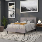 Flash Furniture Bedford Tufted Upholstered Full Size Headboard in Light Gray Fabric