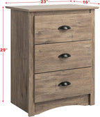 Prepac Salt Spring Rustic Tall Nightstand Side Table with 3 Drawers, Farmhouse Tall 3-Drawer Bedside Table 16" D x 23" W x 29" H, Drifted Gray, DDC-2403
