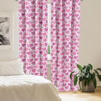 Ambesonne Valentines Window Curtains Pack of 2, Romantic Heart Shapes with Many Different Designs Polka Dots Crossed Lines, Lightweight Set with Rod Pocket, 4 Panels of - 28" x 95", Pink White
