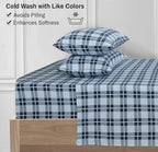 RUVANTI Flannel Sheets Twin Size - 100% Cotton Double Brushed Twin Sheets Set, Deep Pockets 16 Inches, All Seasons Breathable & Extra Soft Bed Sheets, Warm & Cozy, 3 Piece, Illusion Check