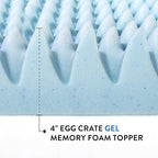 Best Price Mattress 4 Inch Egg Crate Memory Foam Mattress Topper with Cooling Gel Infusion, CertiPUR-US Certified, Dorm Essentials, TwinXL, Light Blue